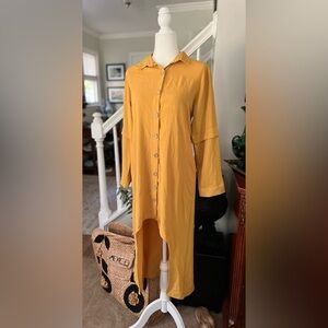 Cortigiani Ladies designer mustard long Tunic/ high low dress